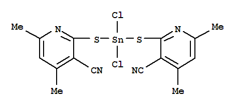 54364-13-5,3-Pyridinecarbonitrile,2,2'-[(dichlorostannylene)bis(thio)]bis[4,6-dimethyl- (9CI),Dichlorobis(3-cyano-4,6-dimethyl-2-pyridylthio)tin; NSC 293374