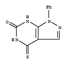 5444-45-1,1-phenyl-4-thioxo-1,2,4,5-tetrahydro-6H-pyrazolo[3,4-d]pyrimidin-6-one,1H-Pyrazolo[3,4-d]pyrimidin-6-ol,4-mercapto-1-phenyl- (8CI); NSC 19109