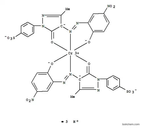 Molecular Structure of 55613-78-0 (trihydrogen bis[4-[4,5-dihydro-4-[(2-hydroxy-5-nitrophenyl)azo]-3-methyl-5-oxo-1H-pyrazol-1-yl]benzenesulphonato(3-)]chromate(3-))