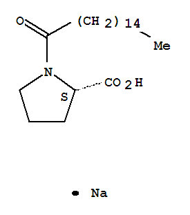 58725-33-0,Sodium 1-palmitoyl-L-prolinate,L-Proline, 1-(1-oxohexadecyl)-, sodium salt (9CI);N-Palmitoyl-L-proline sodium salt;Sodium N-palmitoyl-L-prolinate;1-(1-Oxohexadecyl)-L-proline sodium salt;