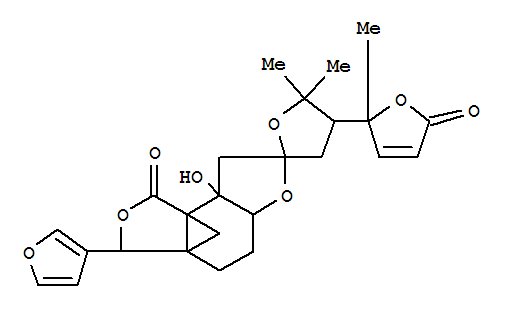 62123-25-5,Spiro[furan-2(3H),7'(4'H)-[1H,3H-3a,8b]methanobenzo[1,2-b:3,4-c']difuran]-1'-one,4-[(2S)-2,5-dihydro-2-methyl-5-oxo-2-furanyl]-3'-(3-furanyl)hexahydro-8'a-hydroxy-5,5-dimethyl-,(2S,3'S,3'aS,4S,5'aS,8'aS,8'bR)- (9CI),Spiro[furan-2(3H),7'(4'H)-[1H,3H-3a,8b]methanobenzo[1,2-b:3,4-c']difuran]-1'-one,4-(2,5-dihydro-2-methyl-5-oxo-2-furanyl)-3'-(3-furanyl)hexahydro-8'a-hydroxy-5,5-dimethyl-,[3'S-[3'a,3'ab,5'ab,7'b[R*(R*)],8'ab,8'bb]]-; Cneorin N