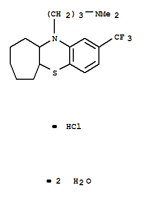 Benzo[b]cyclohepta[e][1,4]thiazine-11(5aH)-propanamine,6,7,8,9,10,10a-hexahydro-N,N-dimethyl-2-(trifluoromethyl)-, hydrochloride,hydrate (1:1:2)