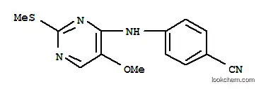 Molecular Structure of 6623-82-1 (4-{[5-methoxy-2-(methylsulfanyl)pyrimidin-4-yl]amino}benzonitrile)