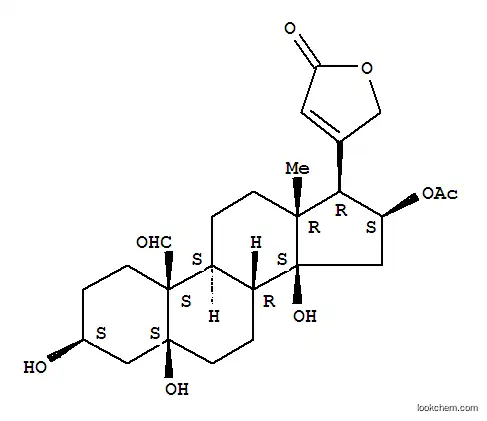 Molecular Structure of 6980-15-0 (3beta,5,14,16beta-tetrahydroxy-19-oxo-5betacard-20(22)-enolide 16-acetate)