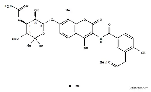 Molecular Structure of 7240-84-8 (Benzamide,N-[7-[[3-O-(aminocarbonyl)-6-deoxy-5-C-methyl-4-O-methyl-a-L-lyxo-hexopyranosyl]oxy]-4-hydroxy-8-methyl-2-oxo-2H-1-benzopyran-3-yl]-4-hydroxy-3-(3-methyl-2-buten-1-yl)-,calcium salt (1:1))
