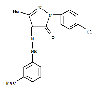 72730-91-7,(4E)-2-(4-chlorophenyl)-5-methyl-4-{2-[3-(trifluoromethyl)phenyl]hydrazinylidene}-2,4-dihydro-3H-pyrazol-3-one,1H-Pyrazole-4,5-dione,1-(4-chlorophenyl)-3-methyl-, 4-[[3-(trifluoromethyl)phenyl]hydrazone] (9CI);NSC 270454