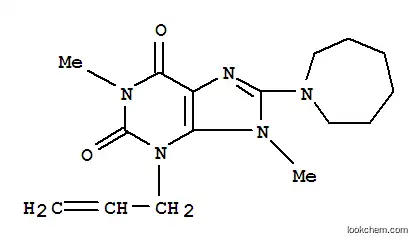 Molecular Structure of 7468-16-8 (8-(azepan-1-yl)-1,9-dimethyl-3-(prop-2-en-1-yl)-3,9-dihydro-1H-purine-2,6-dione)