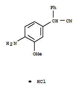 7497-40-7,(4-amino-3-methoxyphenyl)(phenyl)acetonitrile,Acetonitrile,(4-amino-3-methoxyphenyl)phenyl-, hydrochloride (7CI); Acetonitrile, (4-amino-3-methoxyphenyl)phenyl-,monohydrochloride (8CI)