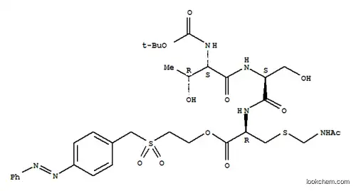 Molecular Structure of 76408-60-1 (2-[[[4-(phenylazo)phenyl]methyl]sulphonyl]ethyl S-(acetamidomethyl)-N-[N-[N-(tert-butoxycarbonyl)-L-threonyl]-L-seryl]-L-cysteinate)