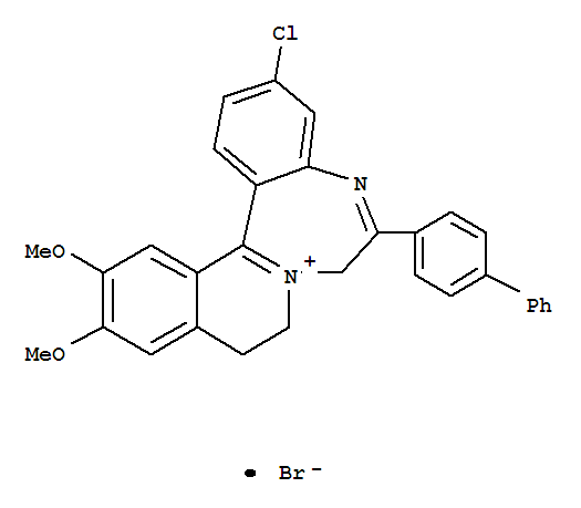 7H-Isoquino[2,1-d][1,4]benzodiazepin-8-ium,6-[1,1'-biphenyl]-4-yl-3-chloro-9,10-dihydro-12,13-dimethoxy-, bromide (9CI)