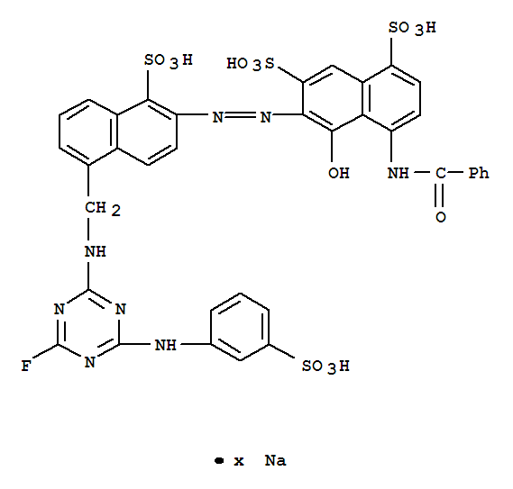4-(BENZOYLAMINO)-6-[[5-[[[4-FLUORO-6-[(3-SULFOPHENYL)AMINO]-1,3,5-TRIAZIN-2-YL]AMINO]METHYL]-1-SULFO-2-NAPHTHYL]AZO]-5-HYDROXYNAPHTHALENE-1,7-DISULFONIC ACID,SODIUM SALT