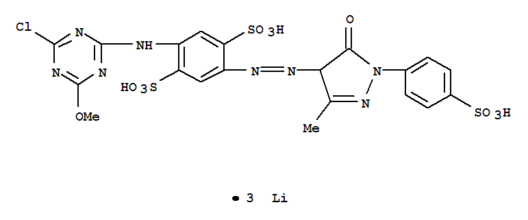 1,4-Benzenedisulfonicacid,2-[(4-chloro-6-methoxy-1,3,5-triazin-2-yl)amino]-5-[2-[4,5-dihydro-3-methyl-5-oxo-1-(4-sulfophenyl)-1H-pyrazol-4-yl]diazenyl]-, lithium salt (1:3)