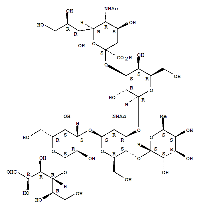 D-Glucose,O-(N-acetyl-a-neuraminosyl)-(2?3)-O-b-D-galactopyranosyl-(1?3)-O-[6-deoxy-a-L-galactopyranosyl-(1?4)]-O-2-(acetylamino)-2-deoxy-b-D-glucopyranosyl-(1?3)-O-b-D-galactopyranosyl-(1?4)-