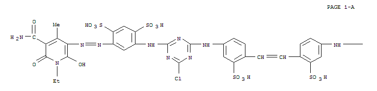 1,3-Benzenedisulfonicacid,4,4'-[1,2-ethenediylbis[(3-sulfo-4,1-phenylene)imino(6-chloro-1,3,5-triazine-4,2-diyl)imino]]bis[6-[[5-(aminocarbonyl)-1-ethyl-1,6-dihydro-2-hydroxy-4-methyl-6-oxo-3-pyridiny