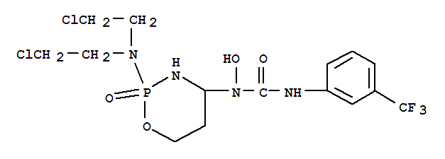 97139-38-3,Urea, N-(2-(bis(2-chloroethyl)amino)tetrahydro-2H-1,3,2-oxazaphosphorin-4-yl)-N-hydroxy-N-(3-(trifluoromethyl)phenyl)-, P-oxide,