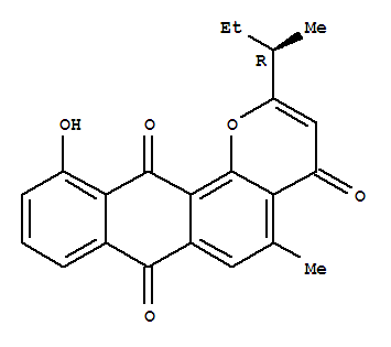 Molecular Structure of 106577-65-5 (4H-Anthra[1,2-b]pyran-4,7,12-trione,11-hydroxy-5-methyl-2-[(1R)-1-methylpropyl]-)