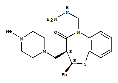 Molecular Structure of 106985-57-3 (1,5-Benzothiazepin-4(5H)-one,5-(hydrazinomethyl)-2,3-dihydro-3-[(4-methyl-1-piperazinyl)methyl]-2-phenyl-,(2R,3S)-rel-(-)- (9CI))