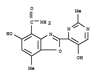 Molecular Structure of 107021-65-8 (4-Benzoxazolecarboxamide,5-hydroxy-2-(5-hydroxy-2-methyl-4-pyrimidinyl)-7-methyl-)