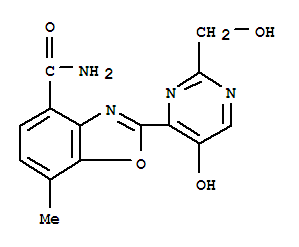 Molecular Structure of 107021-66-9 (4-Benzoxazolecarboxamide,2-[5-hydroxy-2-(hydroxymethyl)-4-pyrimidinyl]-7-methyl-)