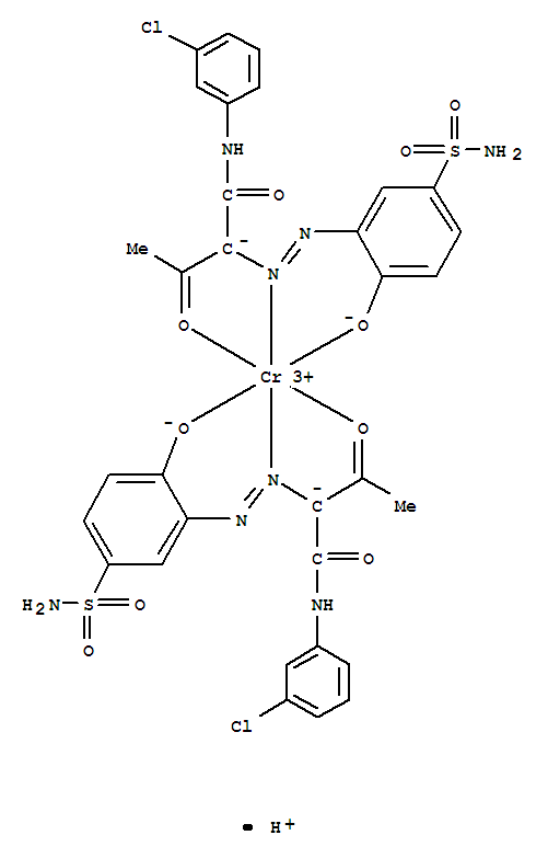 107574-00-5,Chromate(1-),bis[2-[[5-(aminosulfonyl)-2-hydroxyphenyl]azo]-N-(3-chlorophenyl)-3-oxobutanamidato(2-)]-,hydrogen (9CI),Butanamide,2-[[5-(aminosulfonyl)-2-hydroxyphenyl]azo]-N-(3-chlorophenyl)-3-oxo-, chromiumcomplex; Acid Fast Yellow N 2KM
