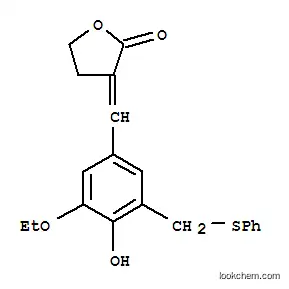 Molecular Structure of 107788-12-5 (2(3H)-Furanone, dihydro-3-((3-ethoxy-4-hydroxy-5-((phenylthio)methyl)p henyl)methylene)-)