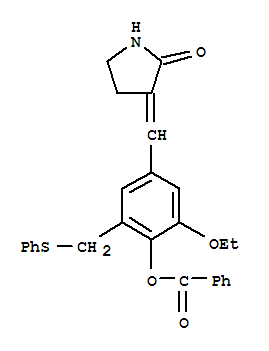3-((4-(BENZOYLOXY)-3-ETHOXY-5-((PHENYLTHIO)METHYL)PHENYL)METHYLENE)-2-PYRROLIDIN-1-YLNE