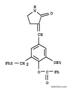Molecular Structure of 107788-17-0 (2-ethoxy-4-[(E)-(2-oxopyrrolidin-3-ylidene)methyl]-6-[(phenylsulfanyl)methyl]phenyl benzoate)