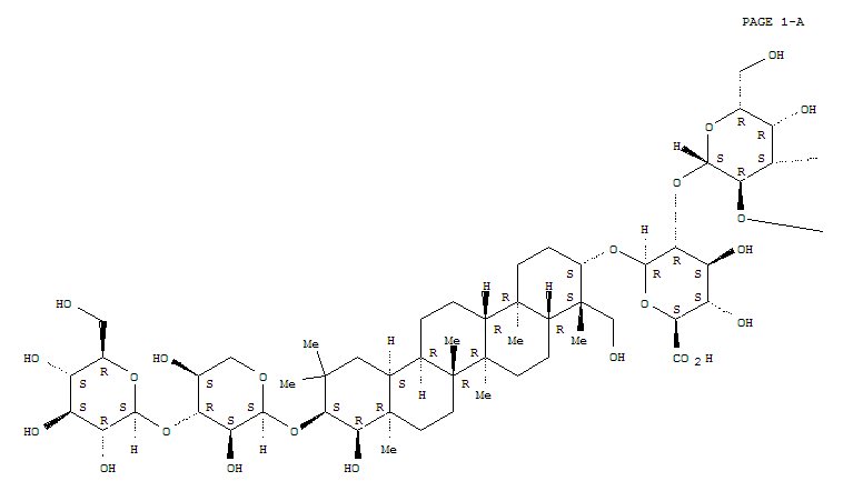 Molecular Structure of 107798-07-2 (b-D-Glucopyranosiduronic acid, (3b,4b,21a,22a)-21-[(3-O-b-D-glucopyranosyl-a-L-arabinopyranosyl)oxy]-22,23-dihydroxyoleanan-3-ylO-b-D-glucopyranosyl-(1®2)-O-b-D-galactopyranosyl-(1®2)- (9CI))