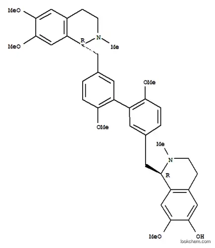 Molecular Structure of 107882-04-2 (6-Isoquinolinol,1-[[2',6-dimethoxy-5'-[[(1R)-1,2,3,4-tetrahydro-6,7-dimethoxy-2-methyl-1-isoquinolinyl]methyl][1,1'-biphenyl]-3-yl]methyl]-1,2,3,4-tetrahydro-7-methoxy-2-methyl-,(1R)-)