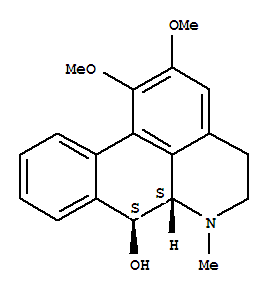 Molecular Structure of 107882-18-8 (4H-Dibenzo[de,g]quinolin-7-ol,5,6,6a,7-tetrahydro-1,2-dimethoxy-6-methyl-, (6aS,7S)-)