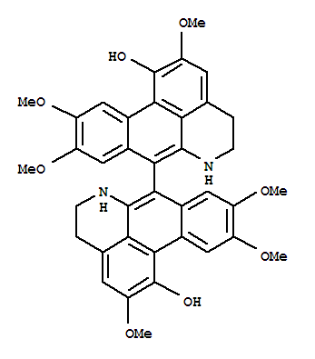 Molecular Structure of 107882-21-3 ([7,7'-Bi-4H-dibenzo[de,g]quinoline]-1,1'-diol,5,5',6,6'-tetrahydro-2,2',9,9',10,10'-hexamethoxy-)