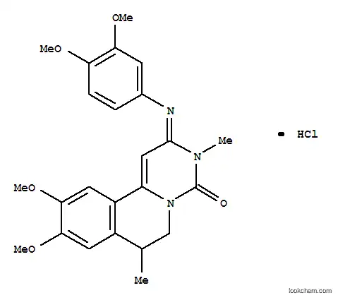 Molecular Structure of 108445-77-8 ((2E)-2-[(3,4-dimethoxyphenyl)imino]-9,10-dimethoxy-3,7-dimethyl-2,3,6,7-tetrahydro-4H-pyrimido[6,1-a]isoquinolin-4-one hydrochloride)