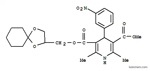 Molecular Structure of 108914-32-5 (1,4-dioxaspiro[4.5]dec-2-ylmethyl methyl 2,6-dimethyl-4-(3-nitrophenyl)-1,4-dihydropyridine-3,5-dicarboxylate)