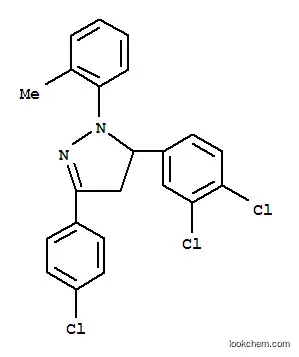 Molecular Structure of 109333-44-0 (3-(4-chlorophenyl)-5-(3,4-dichlorophenyl)-1-(2-methylphenyl)-4,5-dihydro-1H-pyrazole)