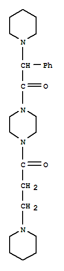 109376-97-8,2-phenyl-1-piperidin-1-yl-1-[4-(3-piperidin-1-ylpropanoyl)-3,4-dihydropyrazin-1(2H)-yl]ethanol,Piperazine,1-[1-oxo-3-(1-piperidinyl)propyl]-4-(phenyl-1-piperidinylacetyl)- (9CI)