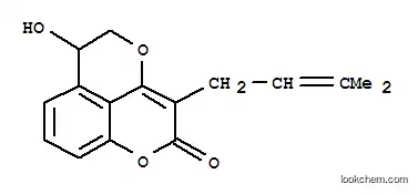 Molecular Structure of 110024-20-9 (2H-Pyrano[2,3,4-de]-1-benzopyran-2-one,5,6-dihydro-6-hydroxy-3-(3-methyl-2-butenyl)- (9CI))