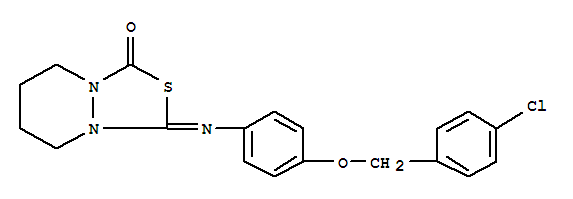 Molecular Structure of 110297-65-9 (1H,3H-[1,3,4]Thiadiazolo[3,4-a]pyridazin-1-one,3-[[4-[(4-chlorophenyl)methoxy]phenyl]imino]tetrahydro-)