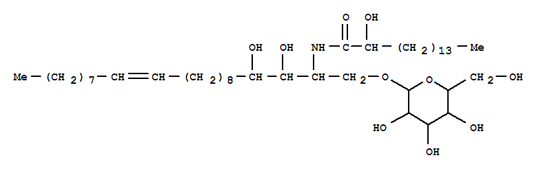 Molecular Structure of 110744-73-5 (Hexadecanamide,N-[(1S,2S,3R,12Z)-1-[(b-D-glucopyranosyloxy)methyl]-2,3-dihydroxy-12-heneicosenyl]-2-hydroxy-,(2R)- (9CI))