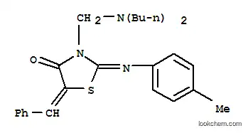 Molecular Structure of 110821-51-7 ((2Z,5E)-3-[(dibutylamino)methyl]-2-[(4-methylphenyl)imino]-5-(phenylmethylidene)-1,3-thiazolidin-4-one)