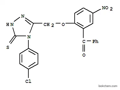 Molecular Structure of 111044-31-6 ((2-{[4-(4-chlorophenyl)-5-thioxo-4,5-dihydro-1H-1,2,4-triazol-3-yl]methoxy}-5-nitrophenyl)(phenyl)methanone)