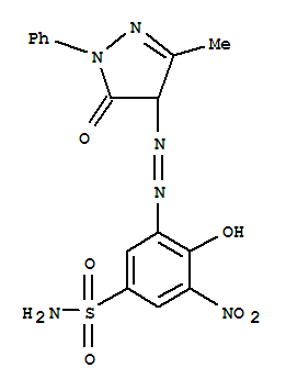 Molecular Structure of 111153-10-7 (Benzenesulfonamide,3-[2-(4,5-dihydro-3-methyl-5-oxo-1-phenyl-1H-pyrazol-4-yl)diazenyl]-4-hydroxy-5-nitro-)