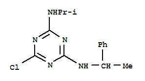 Molecular Structure of 111535-34-3 (1,3,5-Triazine-2,4-diamine,6-chloro-N2-(1-methylethyl)-N4-(1-phenylethyl)-)