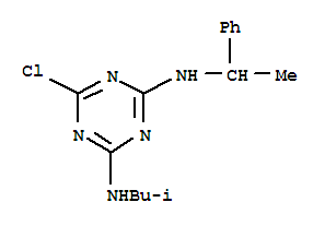 Molecular Structure of 111535-36-5 (1,3,5-Triazine-2,4-diamine,6-chloro-N2-(2-methylpropyl)-N4-(1-phenylethyl)-)