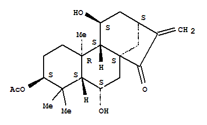 Molecular Structure of 111536-15-3 (Kaur-16-en-15-one,3-(acetyloxy)-6,11-dihydroxy-, (3b,6a,11b)-)