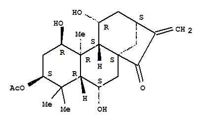Molecular Structure of 111536-16-4 (Kaur-16-en-15-one,3-(acetyloxy)-1,6,11-trihydroxy-, (1b,3b,6a,11a)-)