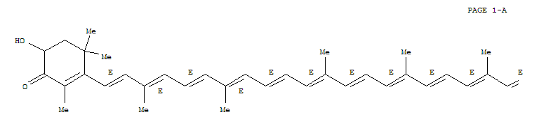 Molecular Structure of 111536-18-6 (2-Cyclohexen-1-one,6-hydroxy-2,4,4-trimethyl-3-[(1E,3E,5E,7E,9E,11E,13E,15E,17E,19E,21E,23E)-3,7,12,16,20-pentamethyl-25-oxo-1,3,5,7,9,11,13,15,17,19,21,23-hexacosadodecaenyl]-(9CI))