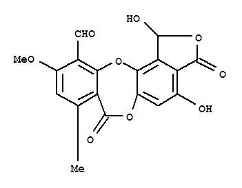 Molecular Structure of 111699-56-0 (7H-Isobenzofuro[4,5-b][1,4]benzodioxepin-11-carboxaldehyde,1,3-dihydro-1,4-dihydroxy-10-methoxy-8-methyl-3,7-dioxo- (9CI))