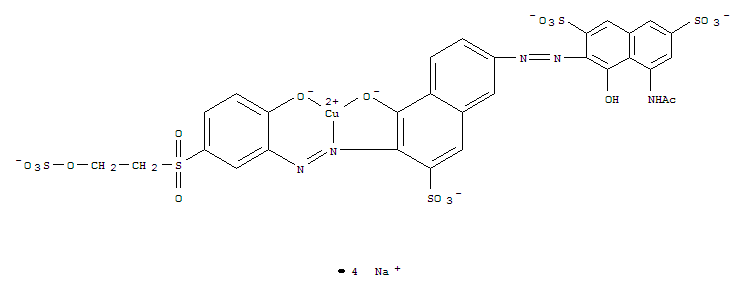 Molecular Structure of 111977-80-1 (Cuprate(4-),[5-(acetylamino)-4-hydroxy-3-[2-[5-(hydroxy-kO)-6-[2-[2-(hydroxy-kO)-5-[[2-(sulfooxy)ethyl]sulfonyl]phenyl]diazenyl-kN1]-7-sulfo-2-naphthalenyl]diazenyl]-2,7-naphthalenedisulfonato(6-)]-,sodium (1:4))