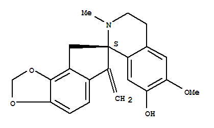 Molecular Structure of 112642-44-1 (Spiro[7H-indeno[4,5-d]-1,3-dioxole-7,1'(2'H)-isoquinolin]-7'-ol,3',4',6,8-tetrahydro-6'-methoxy-2'-methyl-6-methylene-, (7'S)- (9CI))