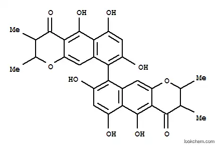 Molecular Structure of 112965-18-1 ([9,9'-Bi-4H-naphtho[2,3-b]pyran]-4,4'-dione,2,2',3,3'-tetrahydro-5,5',6,6',8,8'-hexahydroxy-2,2',3,3'-tetramethyl-,(2R,2'R,3R,3'R,9R)- (9CI))